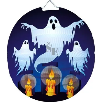 Party dekorace Lampion 25cm kulatý HALLOWEEN Duch D612284