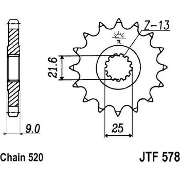 Řetězová sada pro motocykl Řetězové kolečko JT JTF 578-16 16 zubů, 520