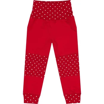 Tepláčky s kapsou - Puntík červená Velikost: 110