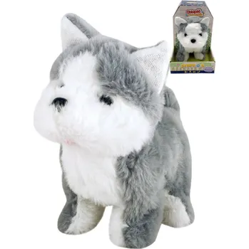 plyšák MAC TOYS Pejsek Husky interaktivní zvířátko chodící na baterie Zvuk PLYŠ