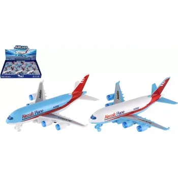 autíčko Teddies Letadlo osobní plast 16cm na setrvačník 2 barvy