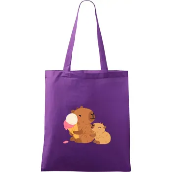 Nákupní taška Kapybara se zmrzlinou - Taška bavlněná - 42 x 38 cm ( Fialová )