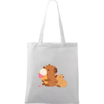 Kapybara se zmrzlinou - Taška bavlněná - 42 x 38 cm ( Bílá )