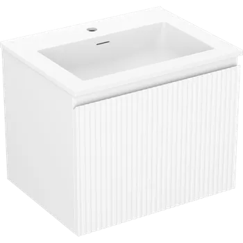 Koupelnový nábytek Mexen Rivel koupelnová skříňka 60 cm s umyvadlem Otis, 1 zásuvka, rýhovaná, bílá mat - 91A20-06047-1-BF01-W18M01 Skříňky s umyvadlem