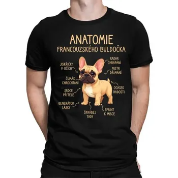 Žertovný předmět Anatomie francouzského buldočka - béžový - pánské tričko s potiskem- Tričkový.cz