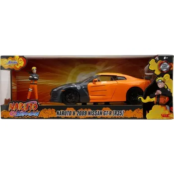 autíčko Jada Autíčko Nissan GT-R 2009 kovové s otevíratelnými částmi a figurka Naruto délka 20 cm 1:24