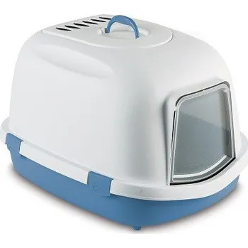 Toaleta pro kočky Super Queen, krytá - extra velké kočičí WC s filtrem, nordická modrá