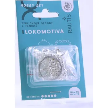 kreativní sada Sada na výrobu ozdoby z perliček - Lokomotiva - stříbrná