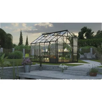 Pěstitelství Skleník Vitavia Jupiter 8300 skleněný 3 mm 257 x 321 cm černý vč. základového rámu a LED osvětlení