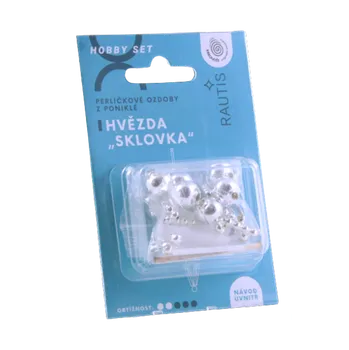 kreativní sada Sada na výrobu ozdoby z perliček - Sklovka - stříbrná/bílá