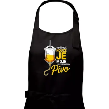 Kuchyňská zástěra V případě nouze je moje krevní skupina pivo - Pánská zástěra na vaření - Univerzální velikost ( Černá )
