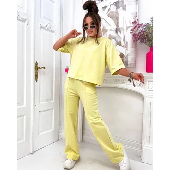 Moon Žlutý dámský oversize komplet - tričko a kalhoty, odstíny žluté XL (42) i392_25065-3