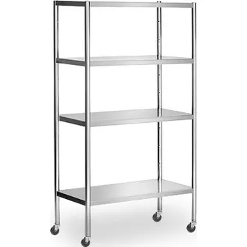 Vinotéka G.Gastro Nerezový regál PREMIUM - 1,0 x 0,5 m - se 4 policemi (NASTAVITELNÉ) - vč. 4 koleček