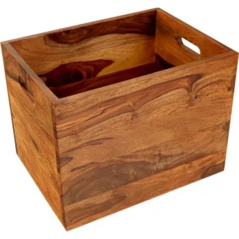 Stojan na knihu Indický nábytek - Koš na noviny 40x30x30 Gani z indického masivu palisandr Světle medová