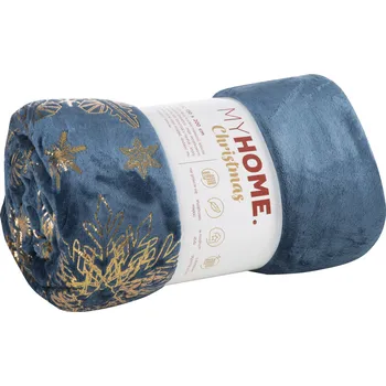VÁNOČNÍ FLEECOVÁ DEKA JOY3 150X200 CM TMAVOMODRÁ