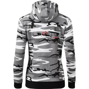 Dámská mikina Moje srdce bije pro tenis - Dámská mikina trendy zipper s kapucí - XS ( Šedý maskáč )