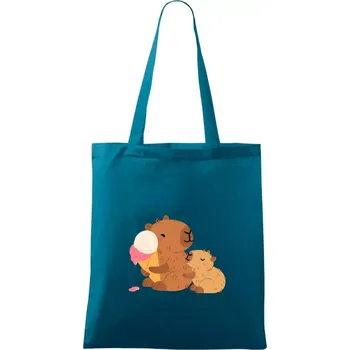 Kapybara se zmrzlinou - Taška bavlněná - 42 x 38 cm ( Petrolejová )