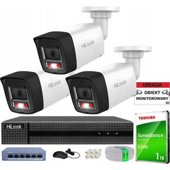 Bezpečnostní kamera Monitorovací sada 8MPx: 3 kamery 8Mpx HiLook Hybrid Light PoE
