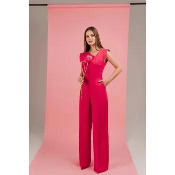 Dámský overall Elegantní dámský overal s asymetrickým výstřihem- růžový, EU L i529_144116943677296652