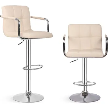 Barová židle MIADOMODO Barová židle 2ks, s područkami, béžová