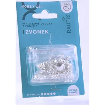 kreativní sada Sada na výrobu ozdoby z perliček - Zvonek - stříbrný