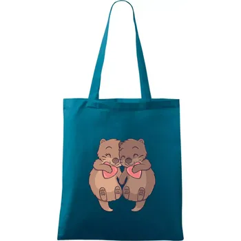 Zamilované vydry - Taška bavlněná - 42 x 38 cm ( Petrolejová )