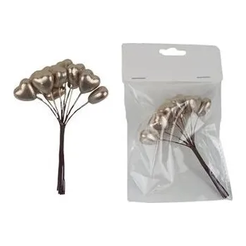 Vánoční dekorace Dekorační srdíčka na drátku, 12 ks X7608-30