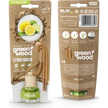 Vůně do bytu ELIX GREEN WOOD - Osvěžovač vzduchu s dřevěným víčkem Citrus Squash