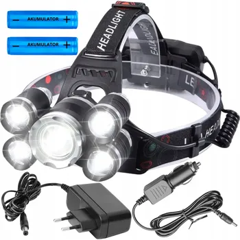 Čelovka VÝKONNÁ ČELOVKA 5x LED CREE XM-L T6 ČELOVKA NA HLAVU