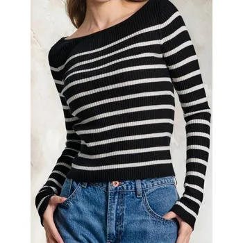 Oblečení a móda Sinsay - Žebrovaný svetr s viskózou - černá - 372EU-99S - 372EU-99S-XS