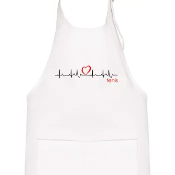 Kuchyňská zástěra Moje srdce bije pro tenis - Dětská zástěra na vaření - Univerzální velikost ( Bílá )