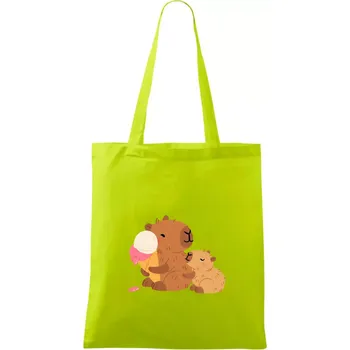 Kapybara se zmrzlinou - Taška bavlněná - 42 x 38 cm ( Limetková )