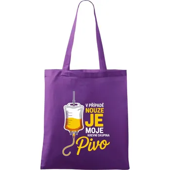 V případě nouze je moje krevní skupina pivo - Taška bavlněná - 42 x 38 cm ( Fialová )