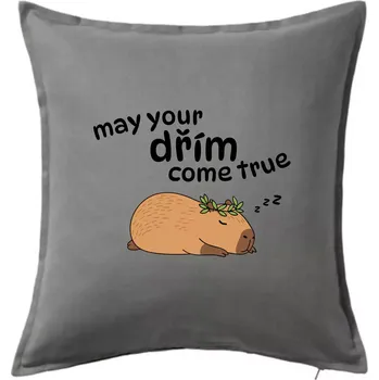 Polštář May your dřím come true - Polštář 50x50 - 50x50 - Pouze potah ( Tmavě šedý melír )