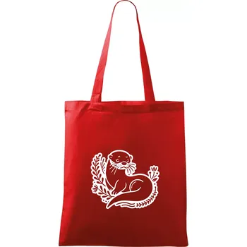 Nákupní taška Vydra černobílá - Taška bavlněná - 42 x 38 cm ( Červená )