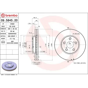Brzdový kotouč Brzdový kotouč BREMBO 09.5845.20