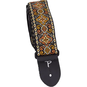 Kytarový popruh Perri's Leathers 6726 Jacquard Orange Black Cross + prodloužená záruka 3 roky