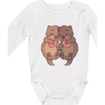 Kojenecký body Zamilované vydry - Body kojenecké s dlouhým rukávem - Dlouhý r. do 3 měs ( Bílá )