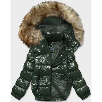 Dámská bunda SWEST tmavě zelená lakovaná bunda pro ženy, odstíny zelené XXL (44) i392_21259-48