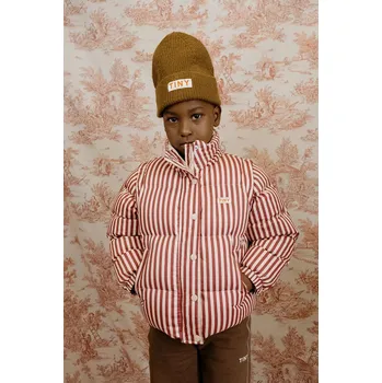 Dívčí bunda Dětská bavlněná bunda Tinycottons STRIPES SHORT PADDED JACKET růžová barva, AW25-484 AW25.484 38X, vel. 128
