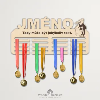 věšák na medaile WoodenPuzzle.cz Věšák na medaile - gymnastika - žena Velikost: 30 cm