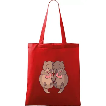 Nákupní taška Zamilované vydry - Taška bavlněná - 42 x 38 cm ( Červená )