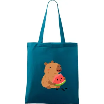 Kapybara s melounem - Taška bavlněná - 42 x 38 cm ( Petrolejová )