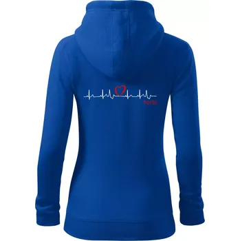 Dámská mikina Moje srdce bije pro tenis - Dámská mikina trendy zipper s kapucí - XS ( Královská modrá )