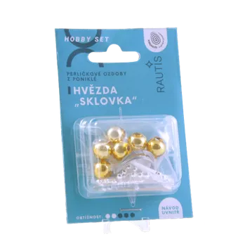 kreativní sada Sada na výrobu ozdoby z perliček - Sklovka - zlatá/bílá