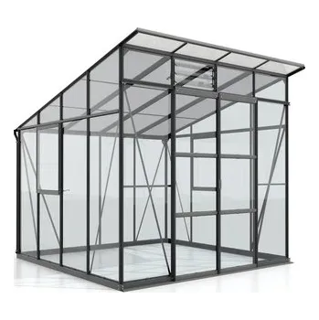 Skleník Skleník Vitavia Playa 7600 kombinace skla a polykarbonátu 258 x 291,6 cm černý vč. základového rámu