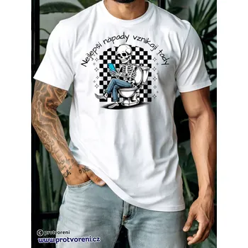 Trička s potiskem Tričko s potiskem, Nejlepší nápady vznikají tady., 1 ks zvolte VELIKOST textilu ZDE:: M- velikost typ Beagle