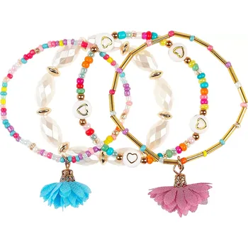 Náramek Dětské náramky Gina Flower modré - 4 ks