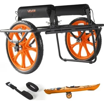 Kajakový vozík VEVOR, nosnost 149,7 kg, vozík na kánoi s 38,1 cm plnými gumovými pneumatikami a stojánkem, složení a rozložení během několika sekund, vozík na paddleboard pro kajaky, kánoe a paddleboardy