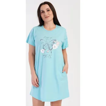 Dámské šaty Dámské bavlněné domácí šaty Motýl Vienetta - krátký rukáv, zelená 4XL i232_9648_55455957:zelená 4XL